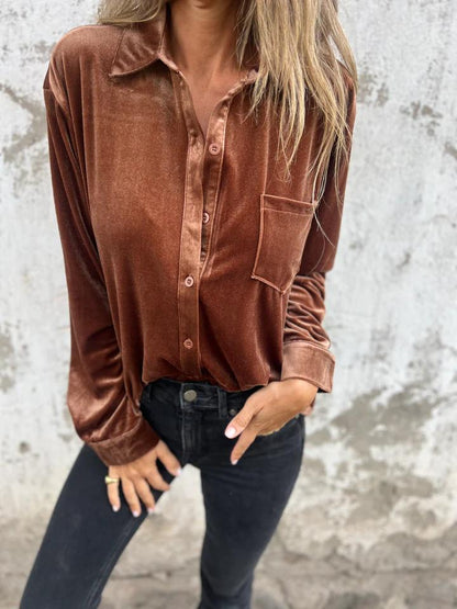 Estelle | Velvet Button-Up Blouse